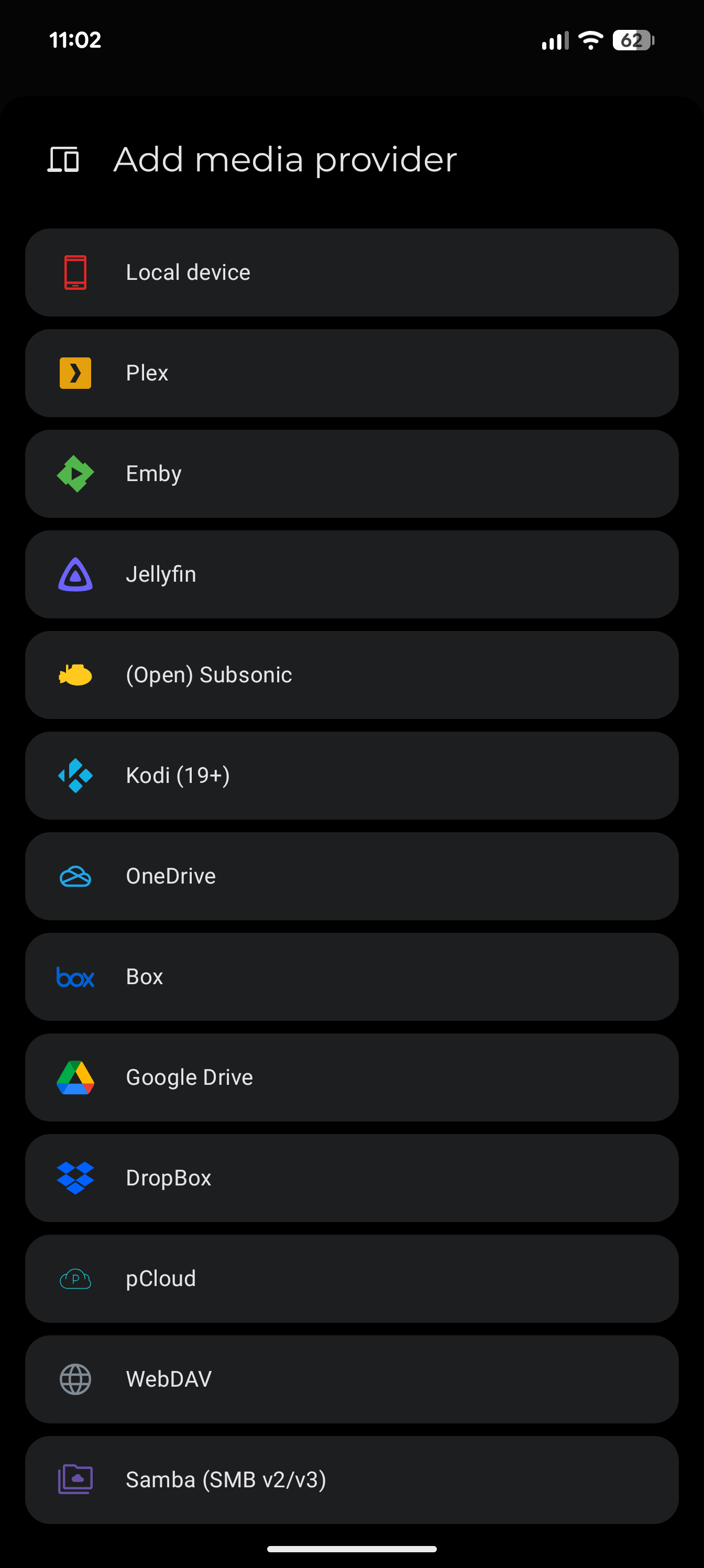 Add media provider list